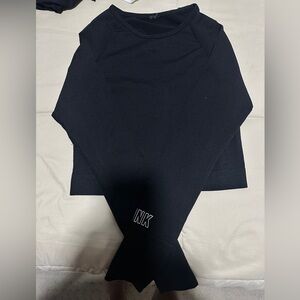 Victorias Secret Pink Active Top Womens S Crop Long Sleeve Workout Logo Black